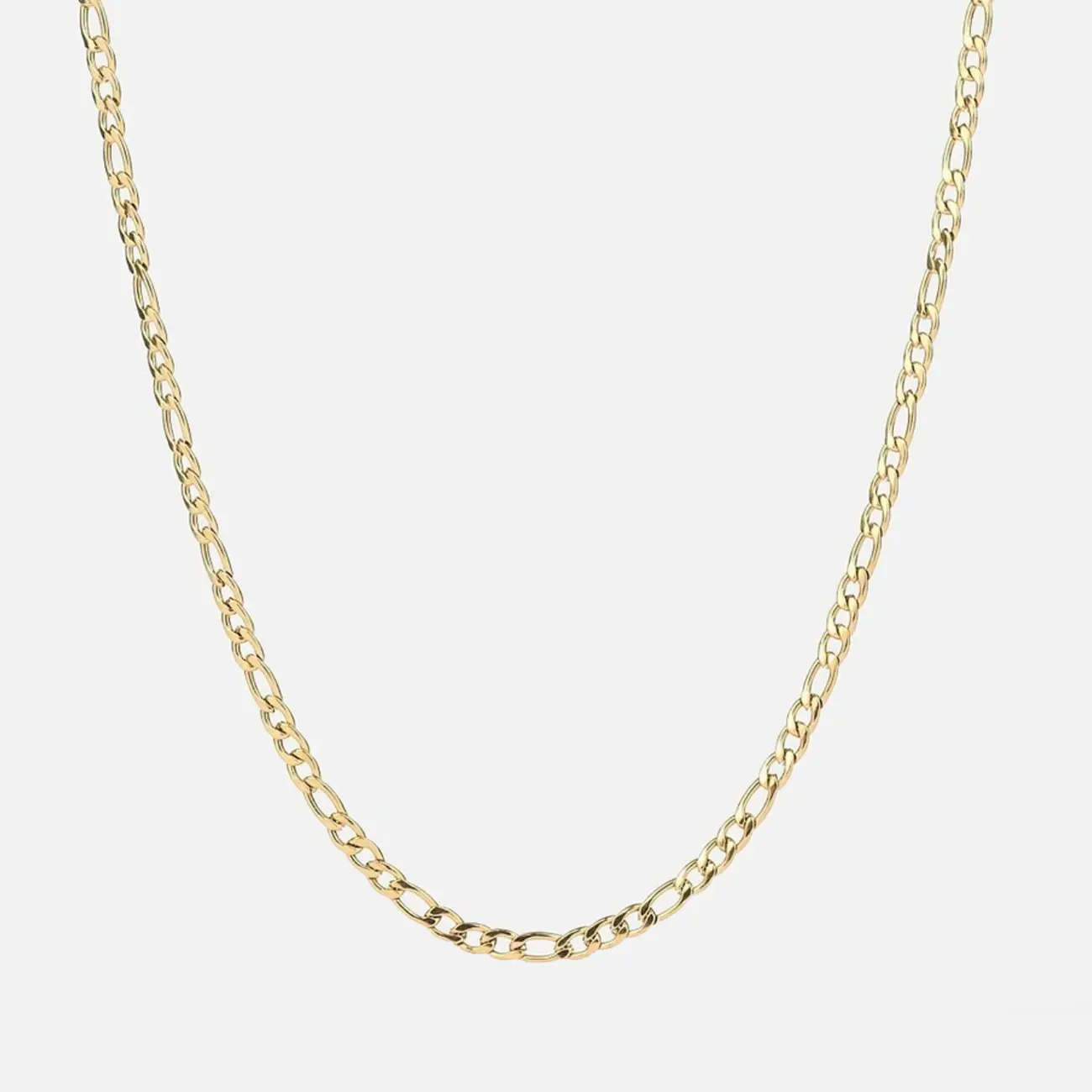 54 FLORAL 3mm FIGARO NECKLACE CHAIN - GOLD