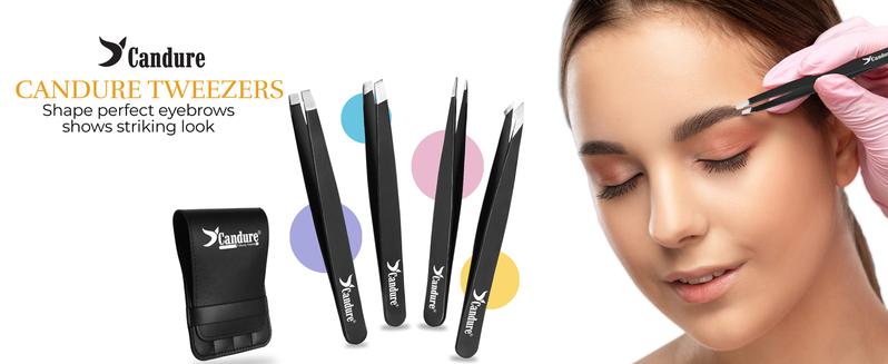 Product Introduction of 4 in 1 Tweezers for Eyebrows - Professional Stainless Steel Slanted and Pointed Tip Hair Tweezers Set for Ingrown Hair, Blackhead Removal, Eyelash Extension, Eyebrows Plucking Beauty Tool for Women Makeup Cosmetic 0