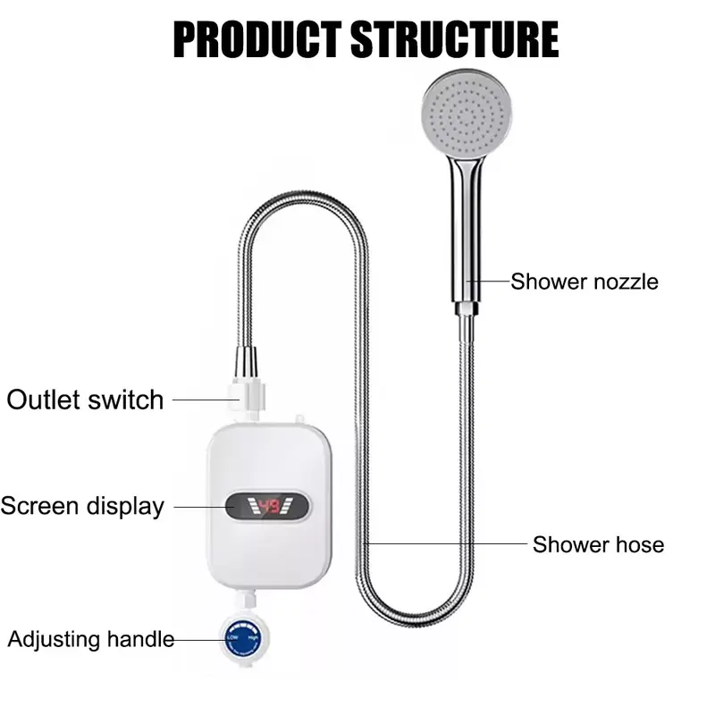 3500W Tankless Hot Water Heater Shower Electric Portable Instant Boiler Bathroom 5