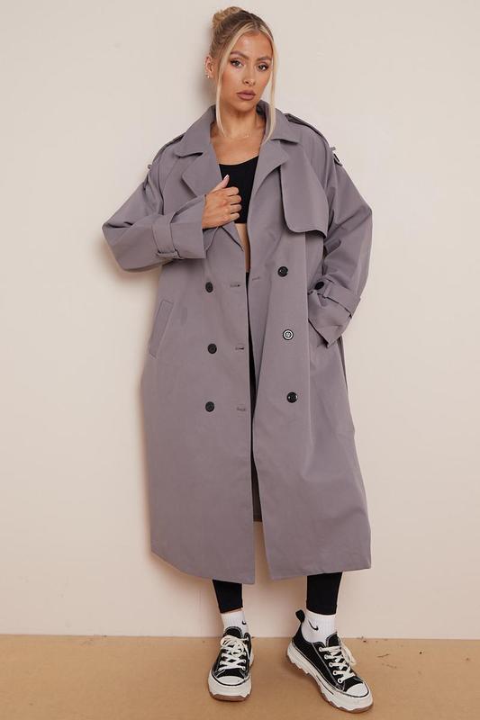 Product Introduction of KatchMe Women's Oversized Premium Waist Tie Double Breasted Trench Coat (UK 8-22),High-End Outerwear Jacket,Plain Minimalist Side Pocket Lady's Outfits 8