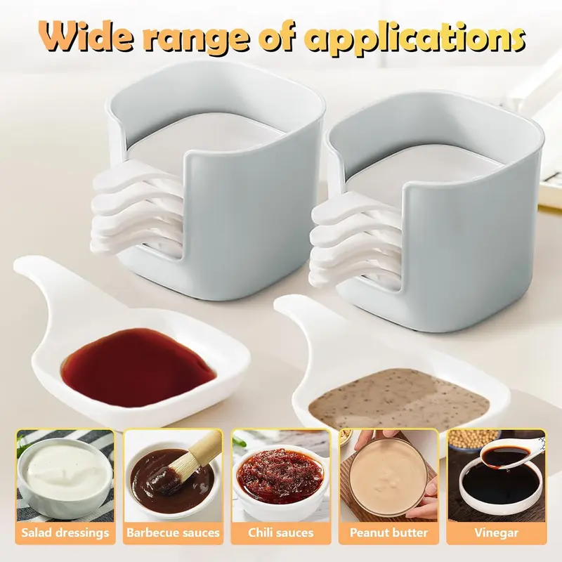 Dipping Sauce Plate & Holder Set 6 Count Dipping Sauce Plate Set Vinegar & Soy Sauce Dish Set Including 6 Count Seasoning Dish With Storage Box Family Serving 4