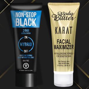 Non stop black bottle and a Karat face bottle