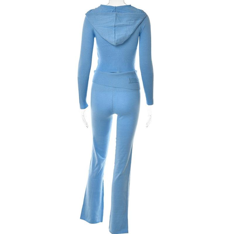 Product Introduction of New Knitted Hooded Women's High-Waisted Two-Piece Set - Basic Minimalist Lady's Suit - Gamis, Clothing 9