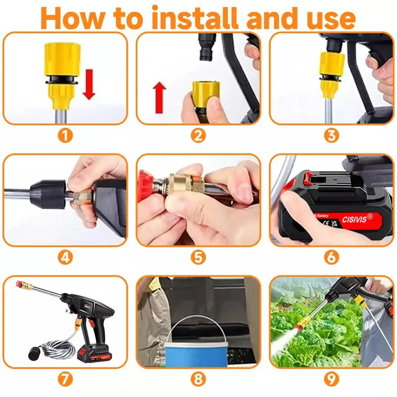 Wireless High Pressure Electric Car Washer, Car Accessories, Car Stuff, Portable Car Cleaning Kit, Cleaning Bundles, High Pressure Electric Car Washer with Car Wash Nozzle Accessories, Back to School Supplies, Car Accessories, Cleaning Bundles 2