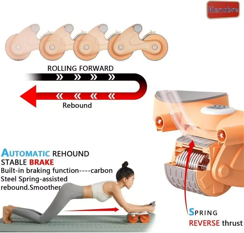 Abdominal Wheel Automatic Rebound Elbow Support Fitness AB Roller Training 8