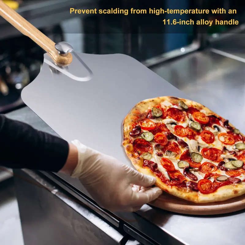 XPERTOOLS 12x14 Pizza Peel - Wooden 12 Inch Pizza Paddle with Foldable Beach Wood Handle - Precision-Crafted Aluminium Turning Peel - Essential Pizza Oven Accessories for Homemade Perfection Kitchen Pasta Utensils 6