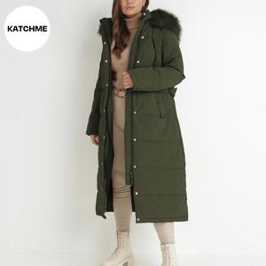 KatchMe Women's Minimalist Solid Color Long Sleeve Hooded Zipper Side Pocket Cotton Coat(6-16UK),Women's Fall & Winter Outerwear,Street Womenswear