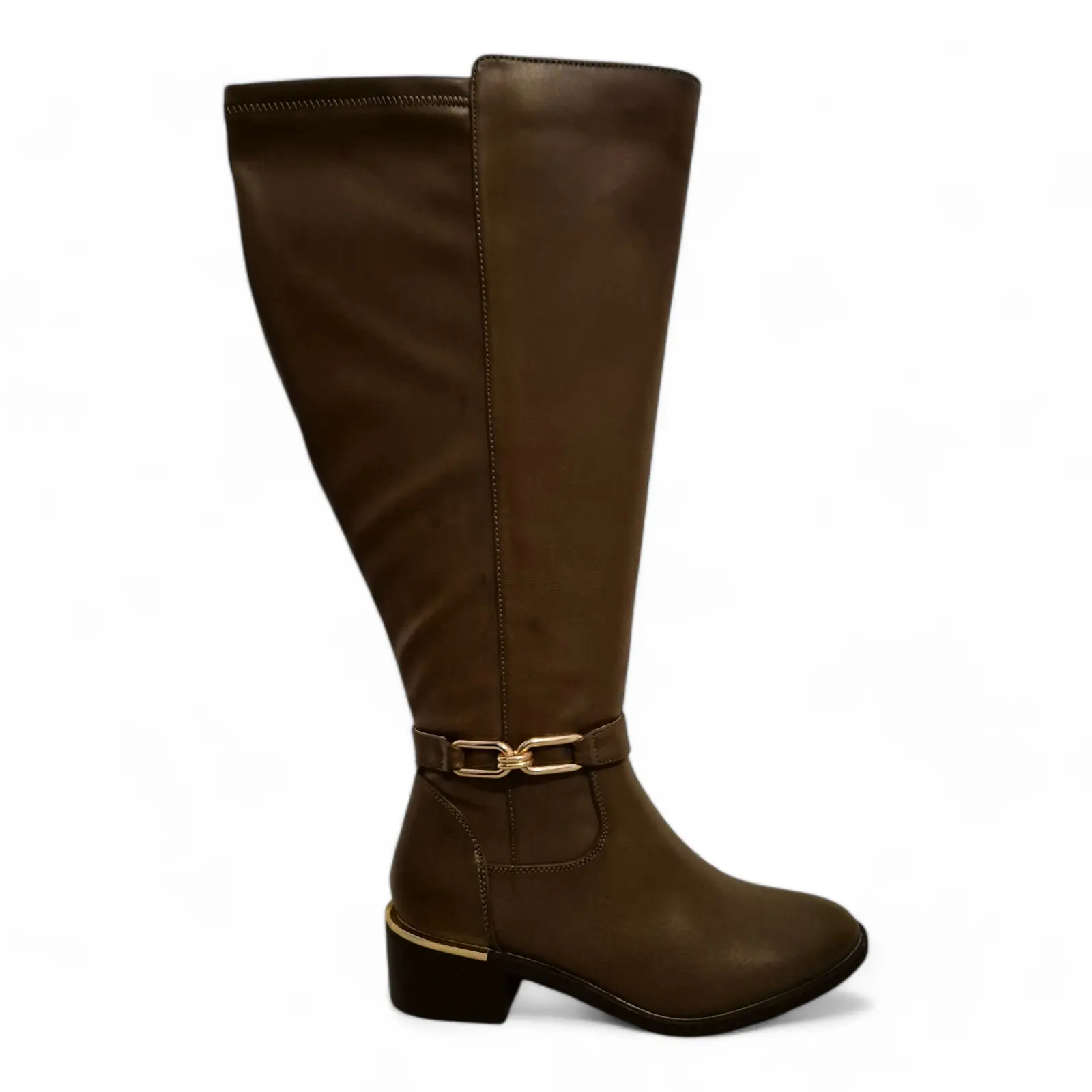 Women's Wide Fit Faux Vegan Leather Knee High Riding Boot Brown Tan Comfort Ladies Footwear Shoe Size Girl Walking Shoes Girl Walking Shoes Onyx Nail calf