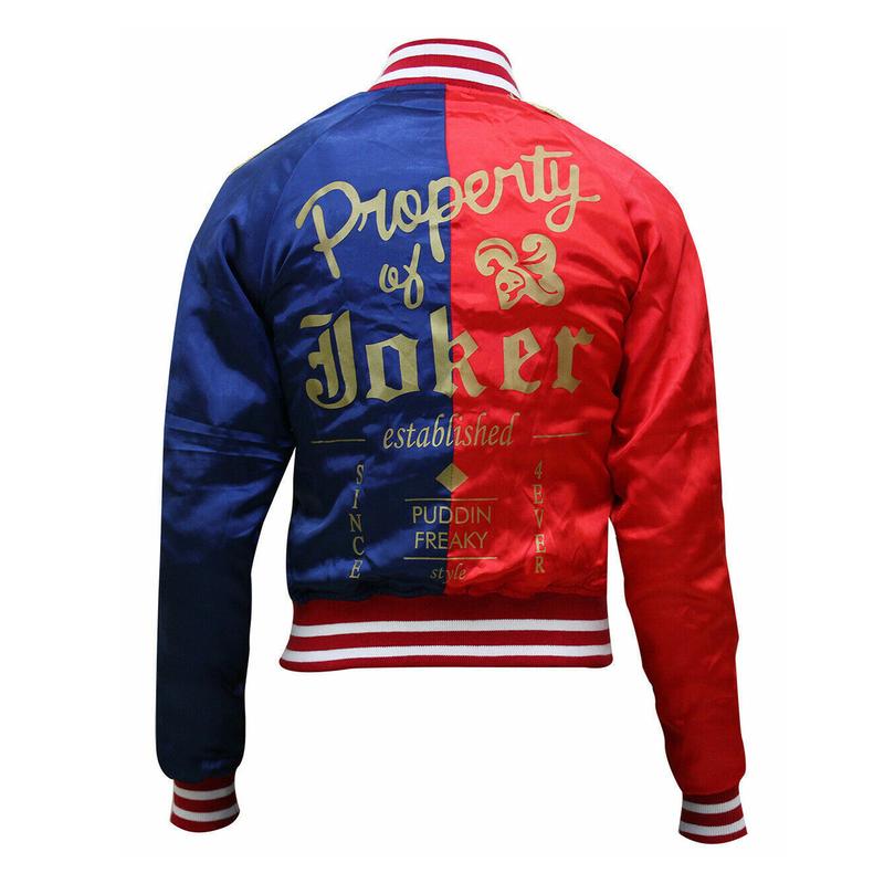 Women's Harley Quinn Bomber Jacket - Leggings - Shorts Red Blue Shiny Cosplay Zip Up - Halloween Costume - Plus Size - Long Sleeve, Womenswear 2