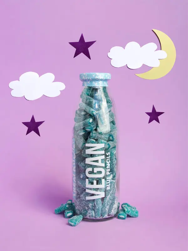 Vegan Fizzy Blue Raspberry Pencils Bottle 0
