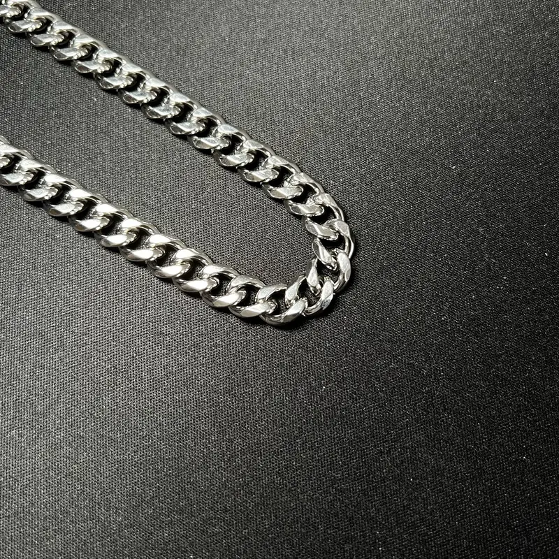 Thick and Heavy Silver Miami Cuban Chain Necklace, 18”-24”, 45cm-60cm Length, 9mm Thickness, Stainless Steel 18 inch boys curb big layering chunky 7