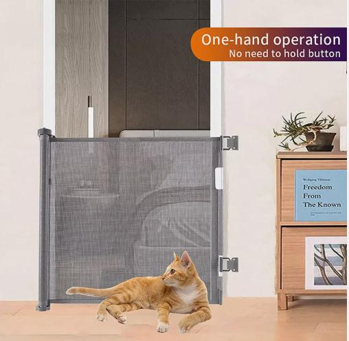 Retractable Pet Dog Gate Safety Guard Folding Baby Toddler Stair Gates Isolation 2