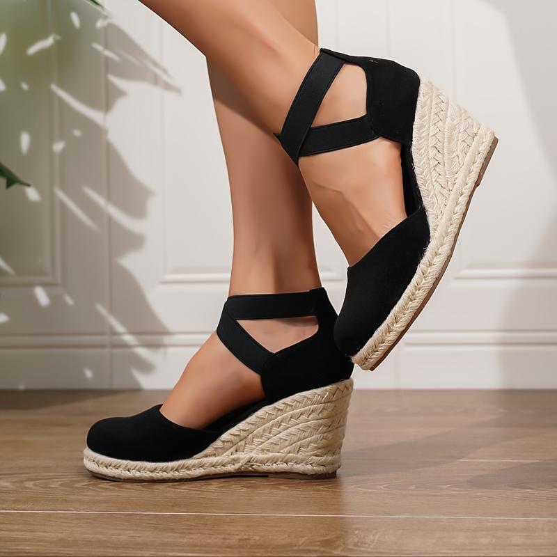 Product Introduction of Women's Wedge Heeled, Casual Elastic Band Summer Shoes, Comfortable Espadrille 3