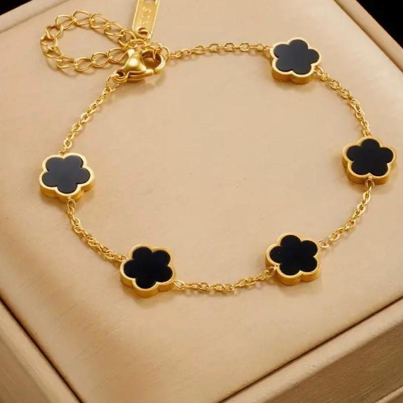 Black Flower Thin Chain Bracelet 5