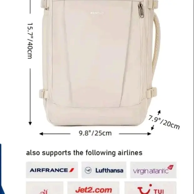 Trave luggage Backpack great quality,cabin bag under seat with usb port recycled PET Rucksack for women &mens 20L beige