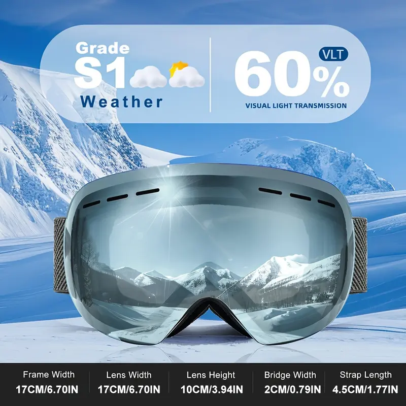 Valentine'S Day Gift Unisex Ski Goggles OTG Anti-fog and Windproof Ski Goggles Ventilated Design Double Lens Suitable for St. Patrick'S Day Mardi Gras Easter New Year'S Day 4