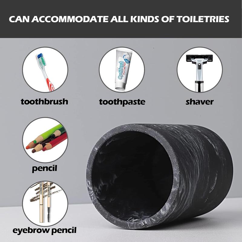 Black Marble Look Toothbrush Cup - Electric Toothbrush and Toothpaste Holder - Organizer Makeup Brush and Razor - Bottles 5