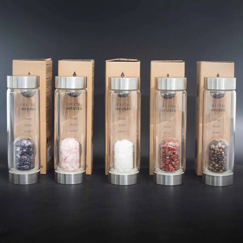 Rose Quartz Crystal Infused Glass Water Bottle – Self-Love, Healing, and Positive Energy with Every Sip Drinkware Peace 4