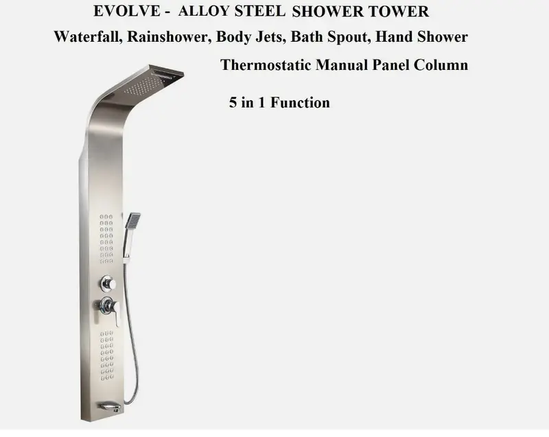 EVOLVE Thermostatic Shower Panel Column Tower 48 Body Jets Waterfall Bath Spout 2