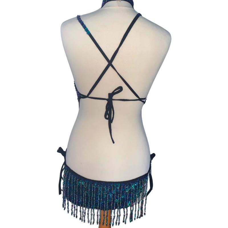 Product Introduction of Mermaid Green Sequin Tassel Leotard for Women - Festival Fashion & Dance Costume - Comfortable, Statement, Stitch, Fits, Medium, Piece 5