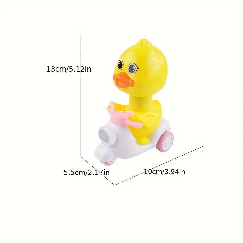 1 Set Press and Go Cartoon Yellow Duck Toy Cars, Plastic Scooter and Pull Back Duck Vehicles, Friction Powered Playset, Ideal for Goodie Bags and Birthday Christmas Gifts 4
