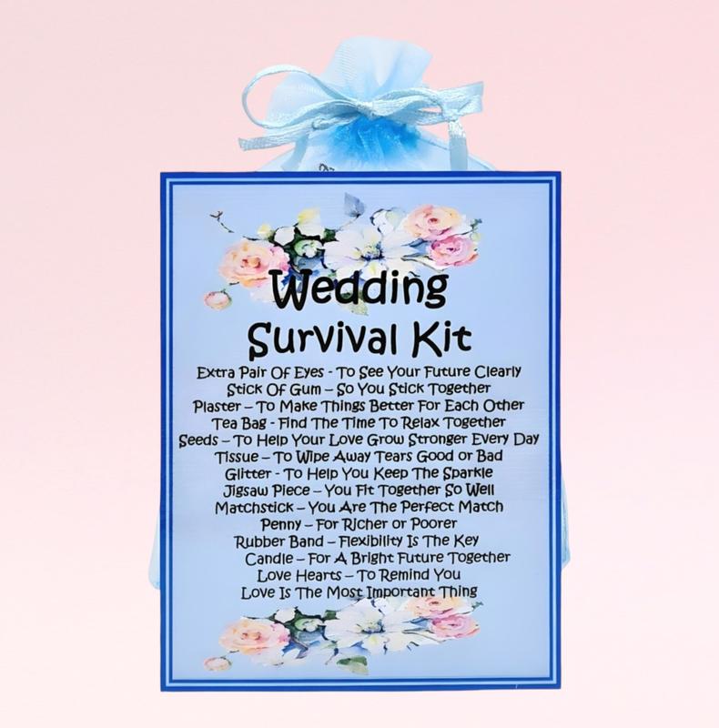 Wedding Survival Kit (Blue) ~ Unique Sentimental Novelty Gift & Greetings Card | Wedding Gift Idea | Personalised Keepsake 1