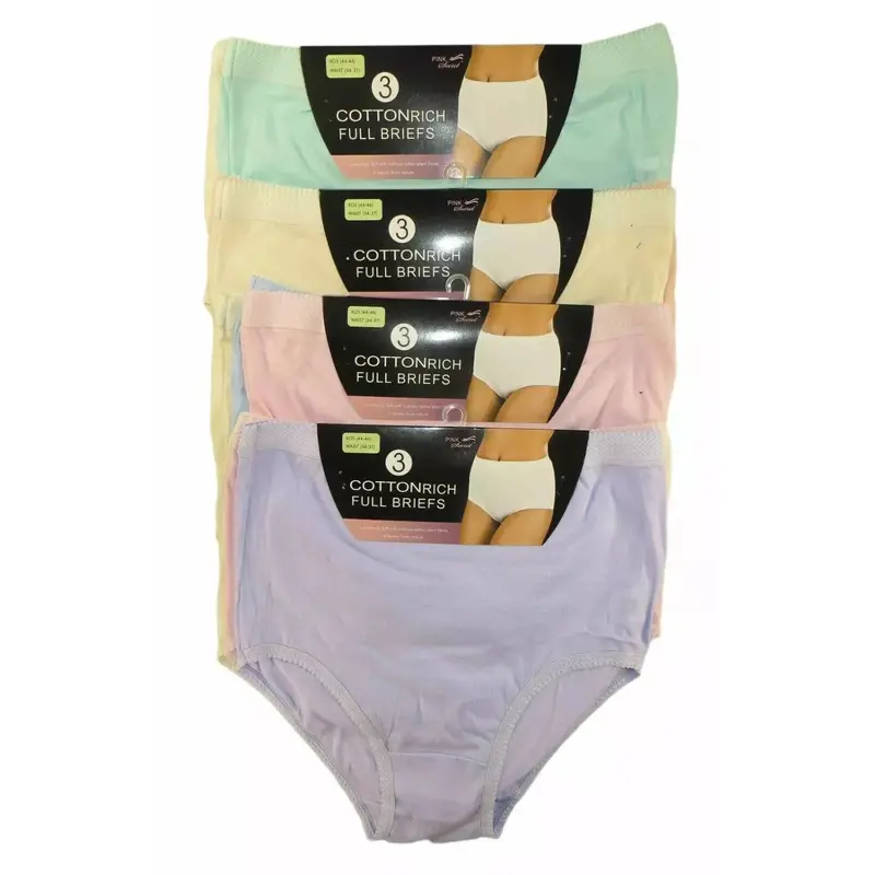 Ladies' Cotton Briefs – Full Comfort Fit Underwear (3, 6, 12 Pack, UK Size 10-24) Breathable Comfortable Fabric Everyday Womenswear Lightweight Basic Black 3