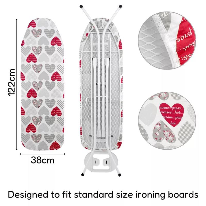 Ironing Board Cover Easy Fit Elasticated Heat Reflective Double Layer Ironing Board Cover Fits Standard Ironing Boards With Thick Polyester Padding Elastic Edge Scorch Resistant Ironing Board Covers 122 x 38 cm Multicolor 6