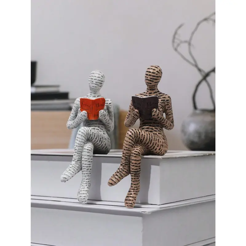 2025 1pc Resin Abstract Figurine Reading A Book Shape Home Decoration Ornament Best Gifts Birthday New 3