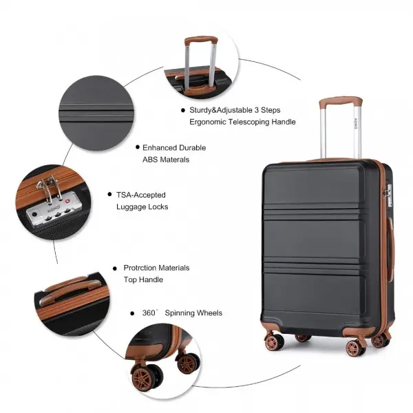 Kono 20 Inch Lightweight Suitcase Spinner 4 Wheels Luggage Trolley Travel Case built-in organizer 4 wheels 360 rotation multifunctional 6