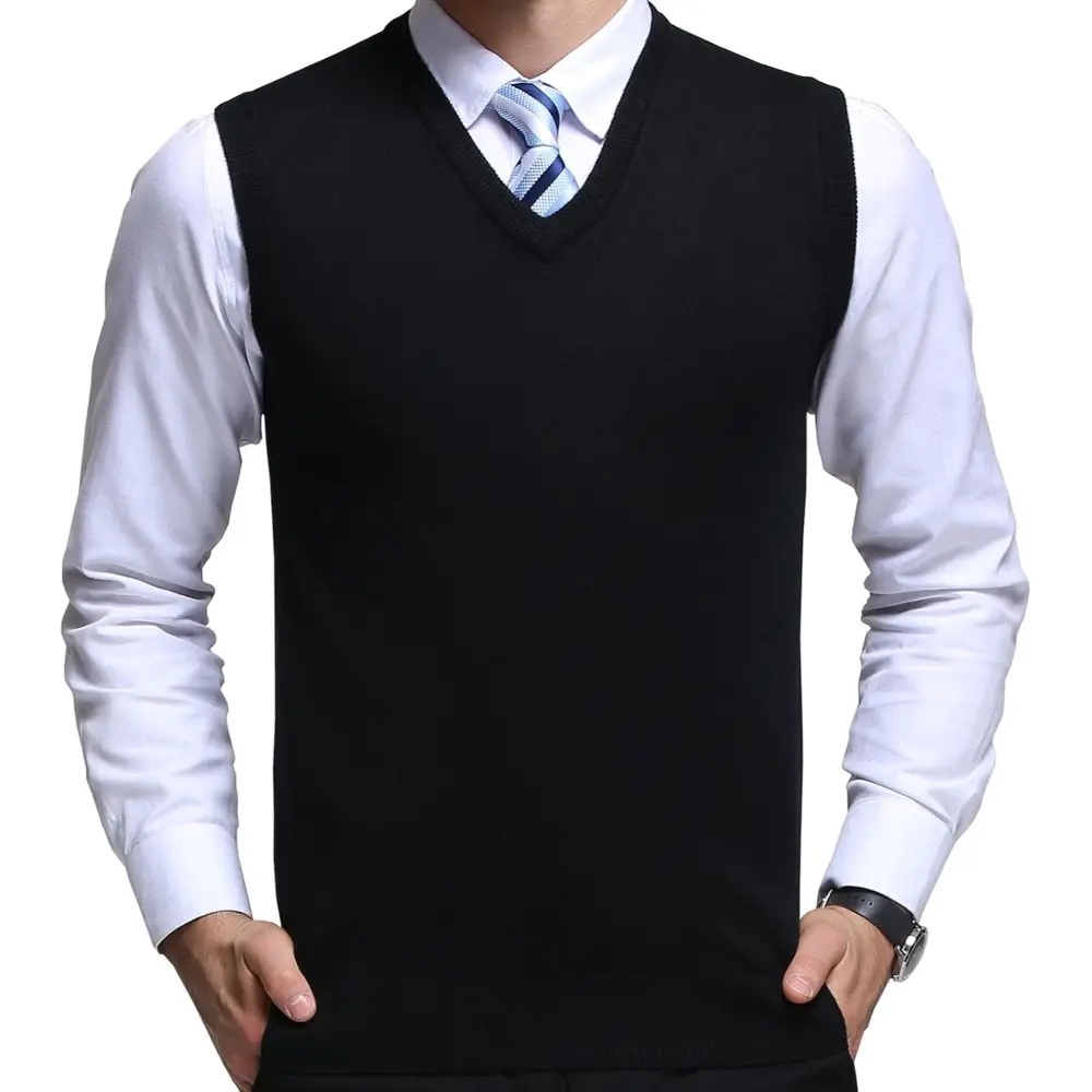 Mens V-Neck Sleeveless Vest Classic Business Gentleman Knitwear Knitted Waistcoat Sweater Cardigans Tank Tops