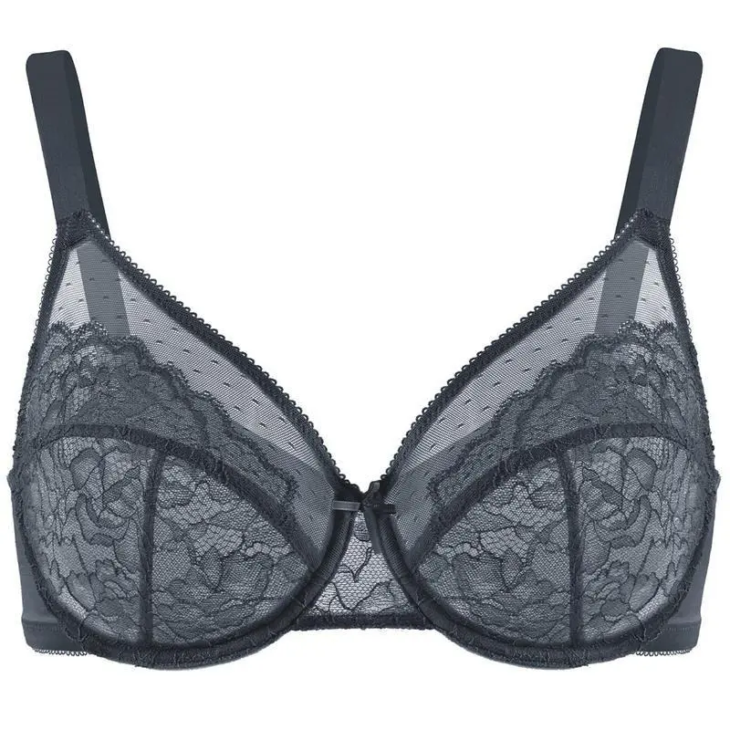 【Curlady】Enchante Floral Lace Plus Size Underwire Unlined Unpadded Full Coverage Bra, It is recommended to choose a larger size 5