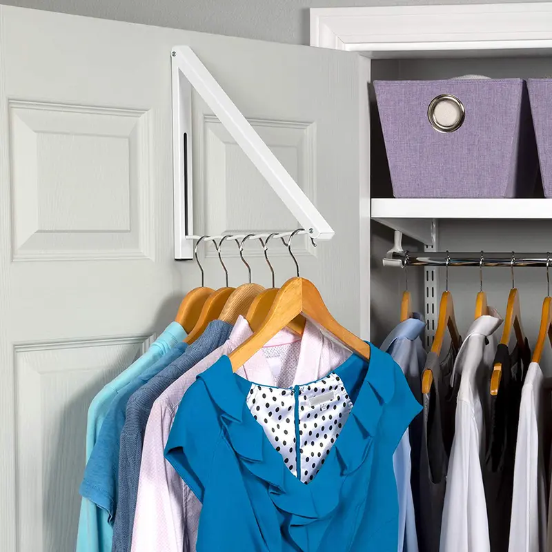 1x Retractable Folding Wall Mount Clothes Hanger Laundry Drying Rack Organizer 1