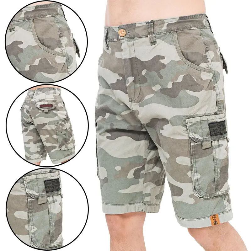 CROSSHATCH Mens Cargo Shorts Combat Camo Army Long Military Bermuda Knee Length Pants Size 32-42 Camouflage Cotton 2