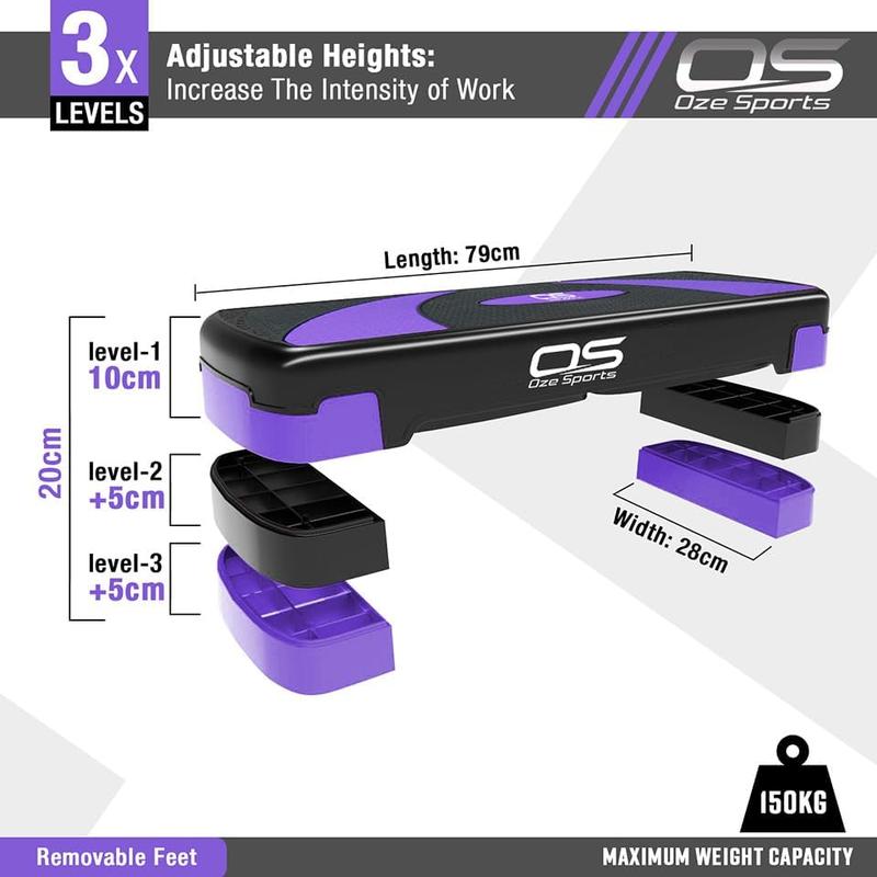 Aerobic Stepper platform -Step Steps board High - Exercise 2-5 Level Adjustable Height Fitness Workout Yoga Pilates Fitness Home Gym Removable Step Rise block 1