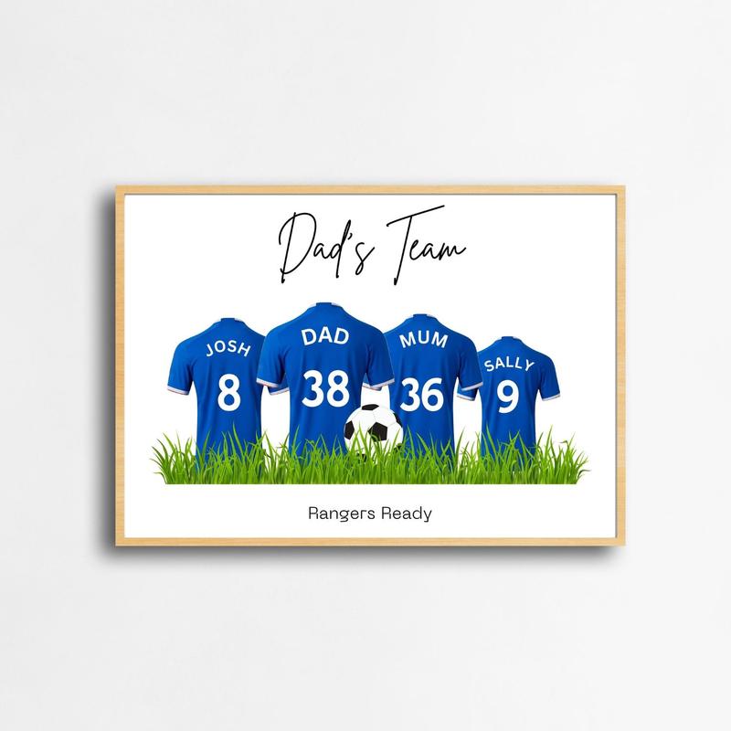 Personalised Football Family Print / Glasgow Rangers FC Inspired / Personalised Family Print / a5 a4 a3 / Unframed / Fast Delivery Decor Decoration Wall Poster Room Ornaments posters Artistic Photo 0