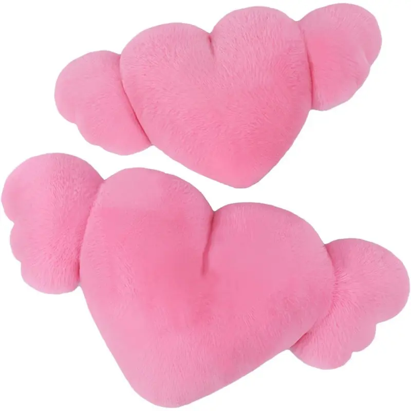 Heart Shaped Car Headrest | 2X Heart Shaped Car Headrest Pillow With Wings,Cozy Adorable Car Neck Headrest Pillow For Car Decoration 0