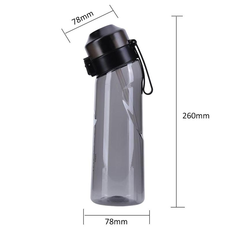 Flavored Water Bottle with 7 Flavour Pods Air Water Up Bottle, Frosted Black 650ml Air Starter Up Set Water Cup for Camping Sport Drinkware Portable Reusable Straw 3