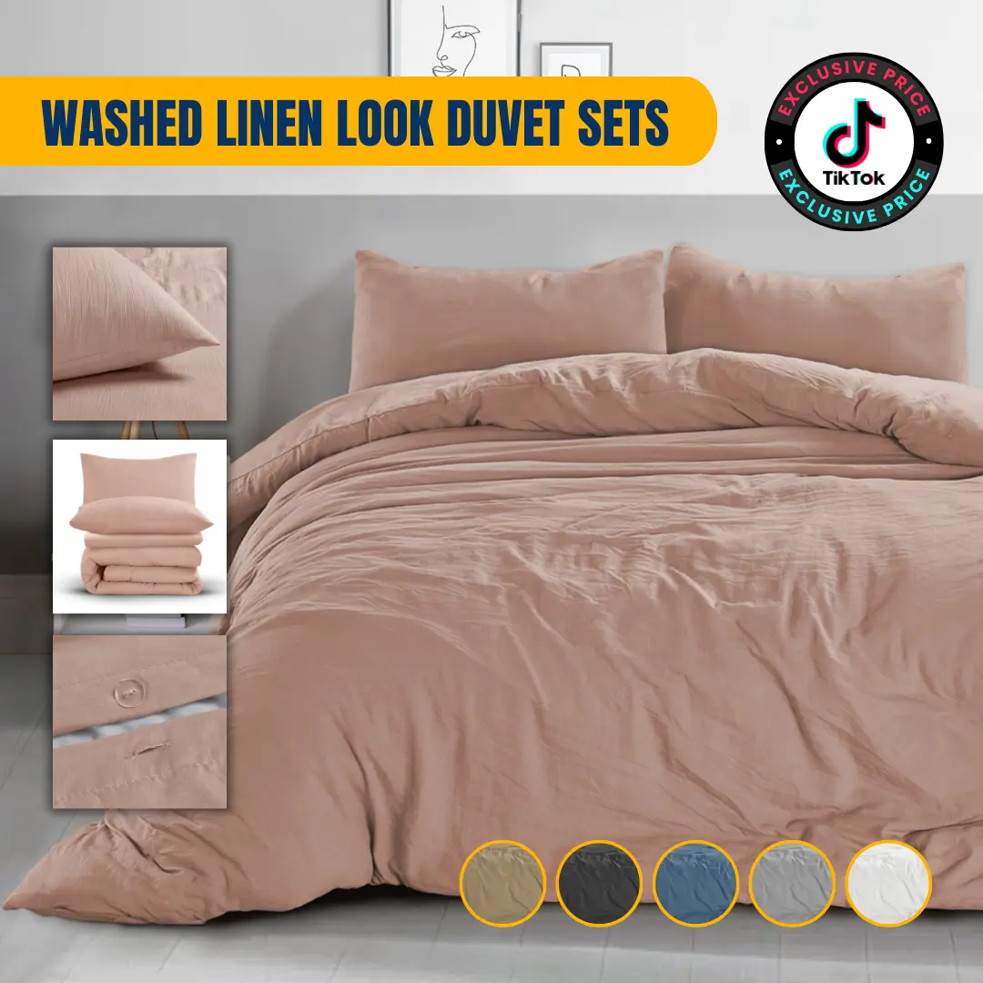 Velosso Washed Linen Look Duvet Set