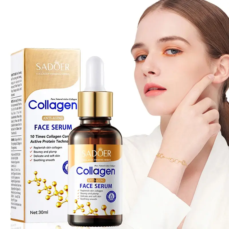 SADOER Collagen Serum skincare Facial Essence Liquid Firming Moisturizing Hydrating Soothing Nourishing Face Serum Skin Care Lightweight Comfort Hydrate Moisturize