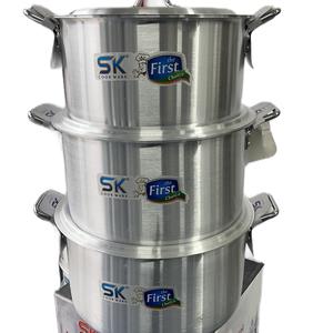 SK-Casserole 3PC Heavy Duty Metal Finish Cookware Pots Set for Large Family Meals or Entertaining Guests