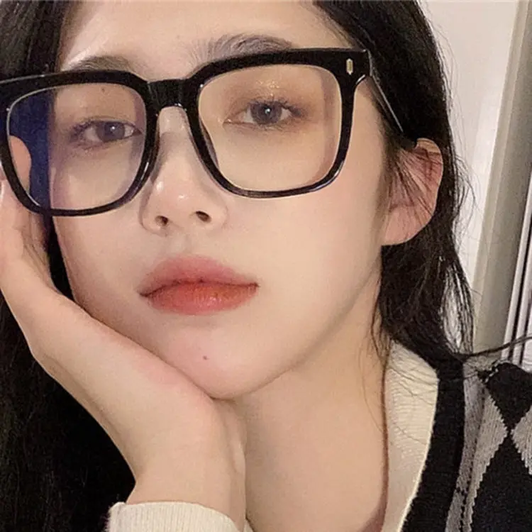 Black Square Frame Geek Glasses Clear Lens Nerd Unisex Eyeglasses UK 2