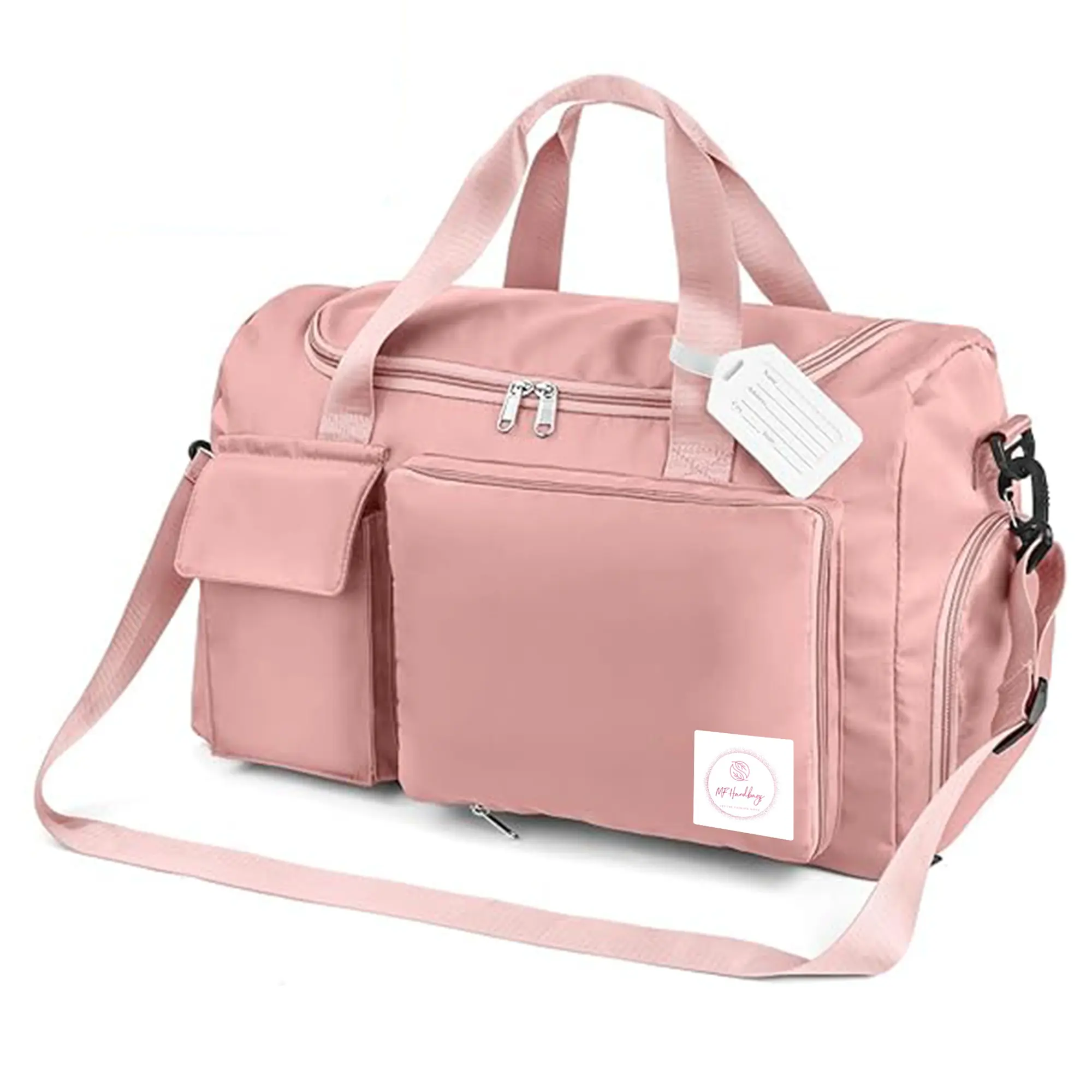Duffel Bag Overnight Weekend Bags for Women, Lightweight Hospital Bag with Wet and Dry Separation Bag, Large Holdall / Cabin / Gym Bag for Sports and Travel - Pink, Black, Grey, Navy Bag