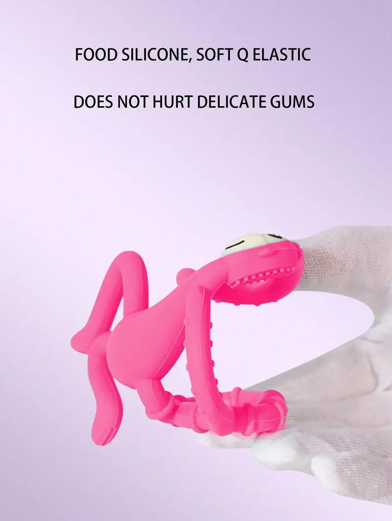 Product Introduction of 1pc Baby Silicone Teether Baby Teether Dancing Monkey Teether Maternal And Infant Products Biting Joy Baby Gift Rose Red 3