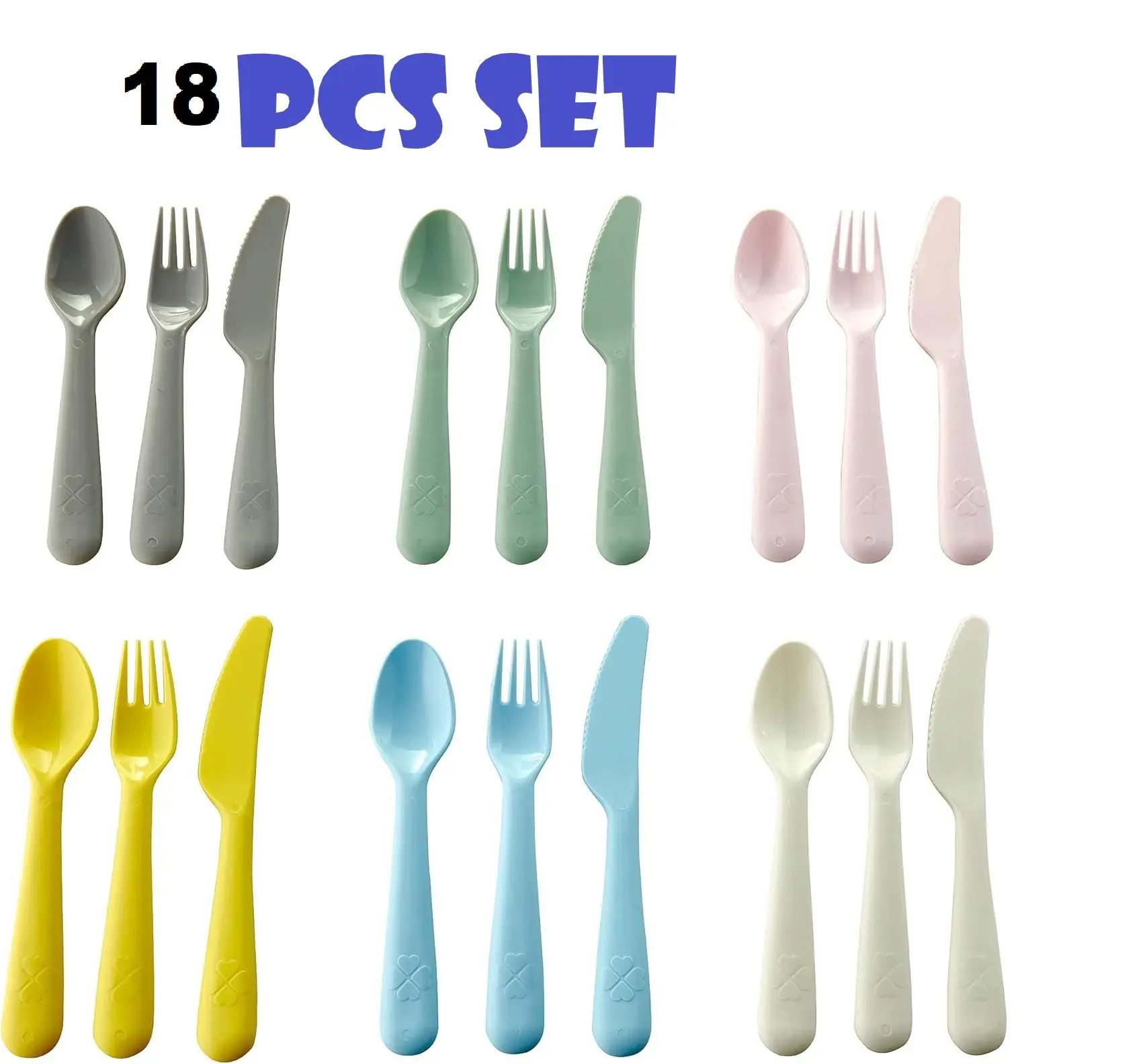 IKEA KALAS KIDS PLASTIC SPOONS KNIFE FORK CUTLERY SET MULTI COLOUR 18 PIECE