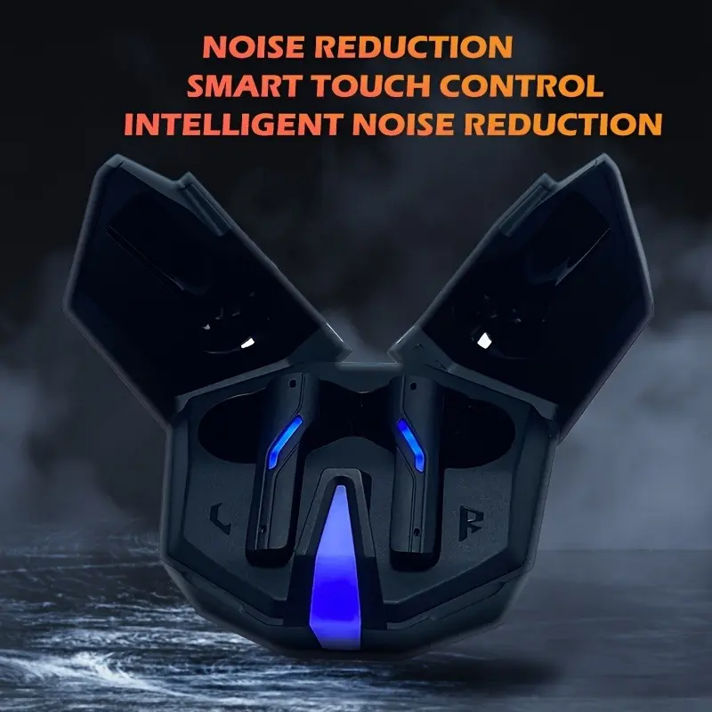 1 Pair Wireless In-Ear Headphones with Active Noise Cancellation, Touch Control, Type-C Charging, 300mAh Rechargeable Battery, Non-Waterproof, Emergency Light, Compatible with Music Apps & Games - Mirror Headphones 4