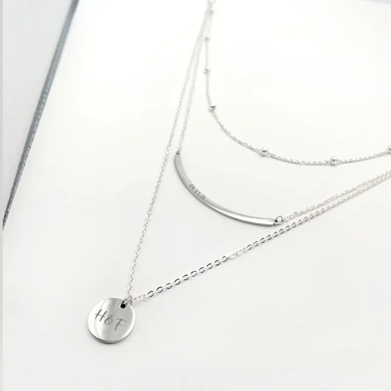 Triple Layer Bar Disc Necklace 1