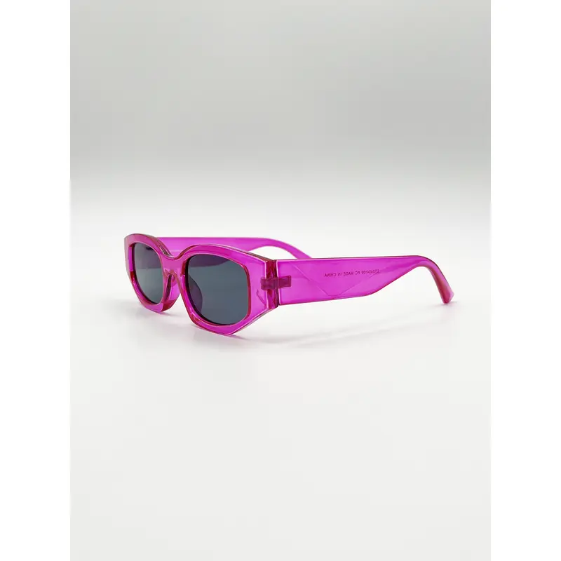 Angular Sunglasses in Translucent Hot Pink 2