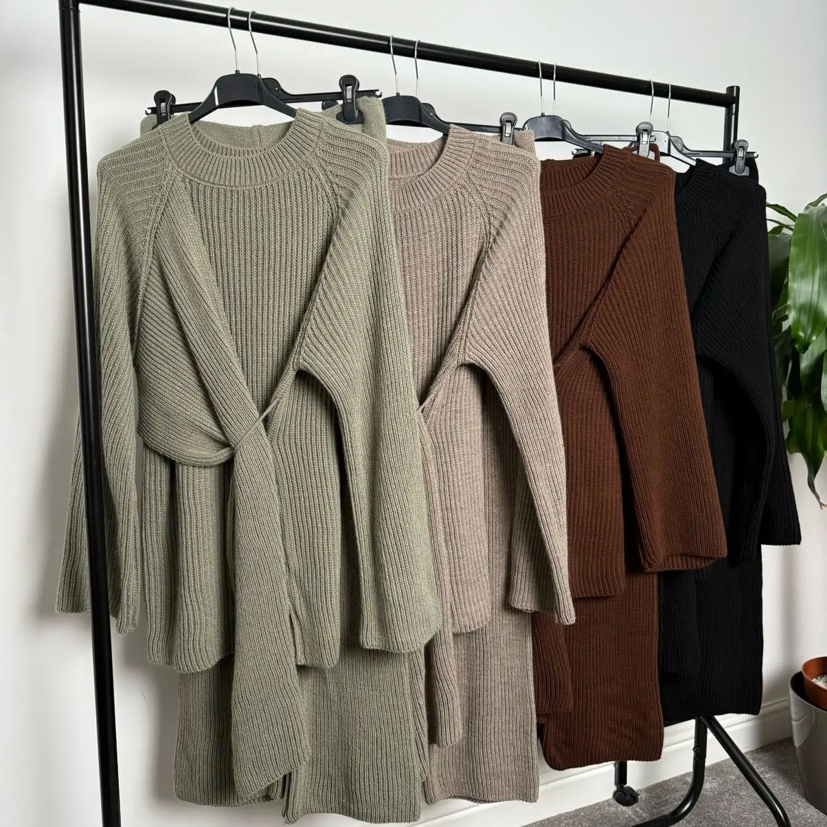 New Women's Chunky Knit Coord Set - Lap Over Style - Knitwear, Womenswear