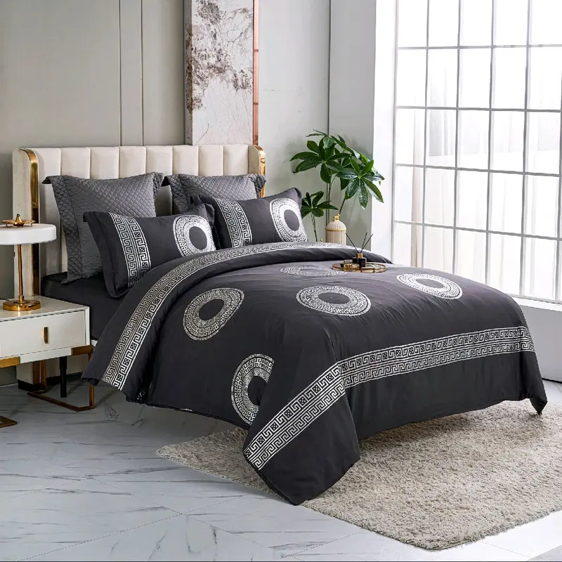 LUXURY MARBLE EFFECT 4 PIECE DESIGNER COMPLETE SET BEDDING SET SOFT EGYPTIAN COTTON TOUCH 2